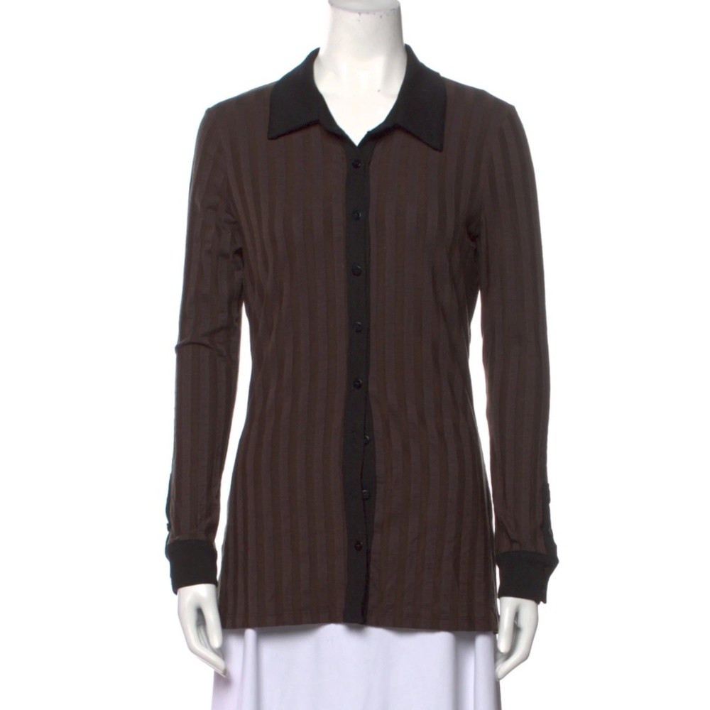Jonathan Simkhai Brown Button-Up Knit Top